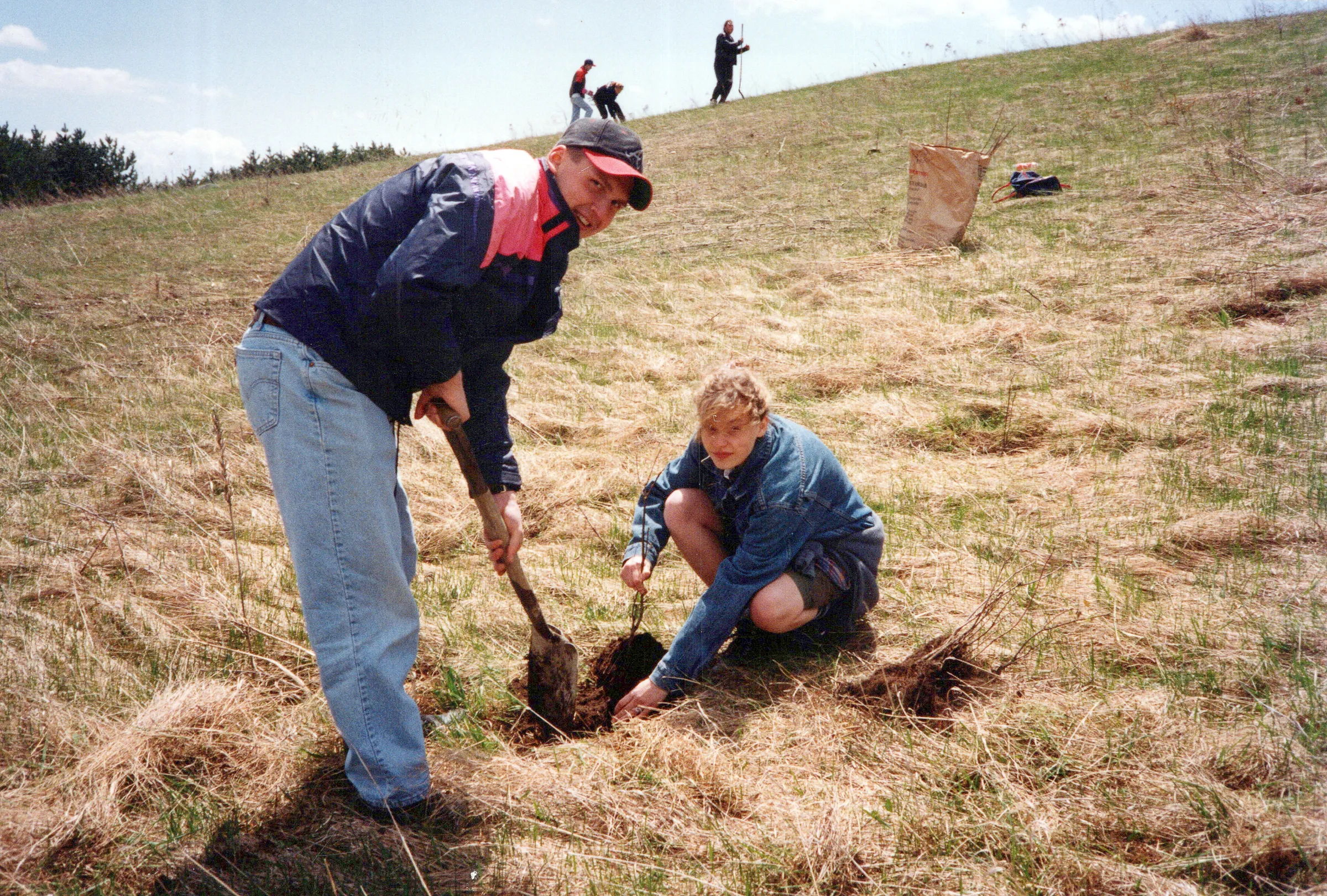 JDA team members planting trees on rehabilitated pit land
